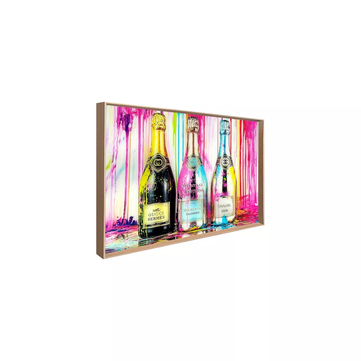 Tableau Verre Bouteilles Champagne 80x60