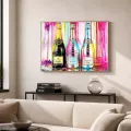 Tableau Verre Bouteilles Champagne 80x60