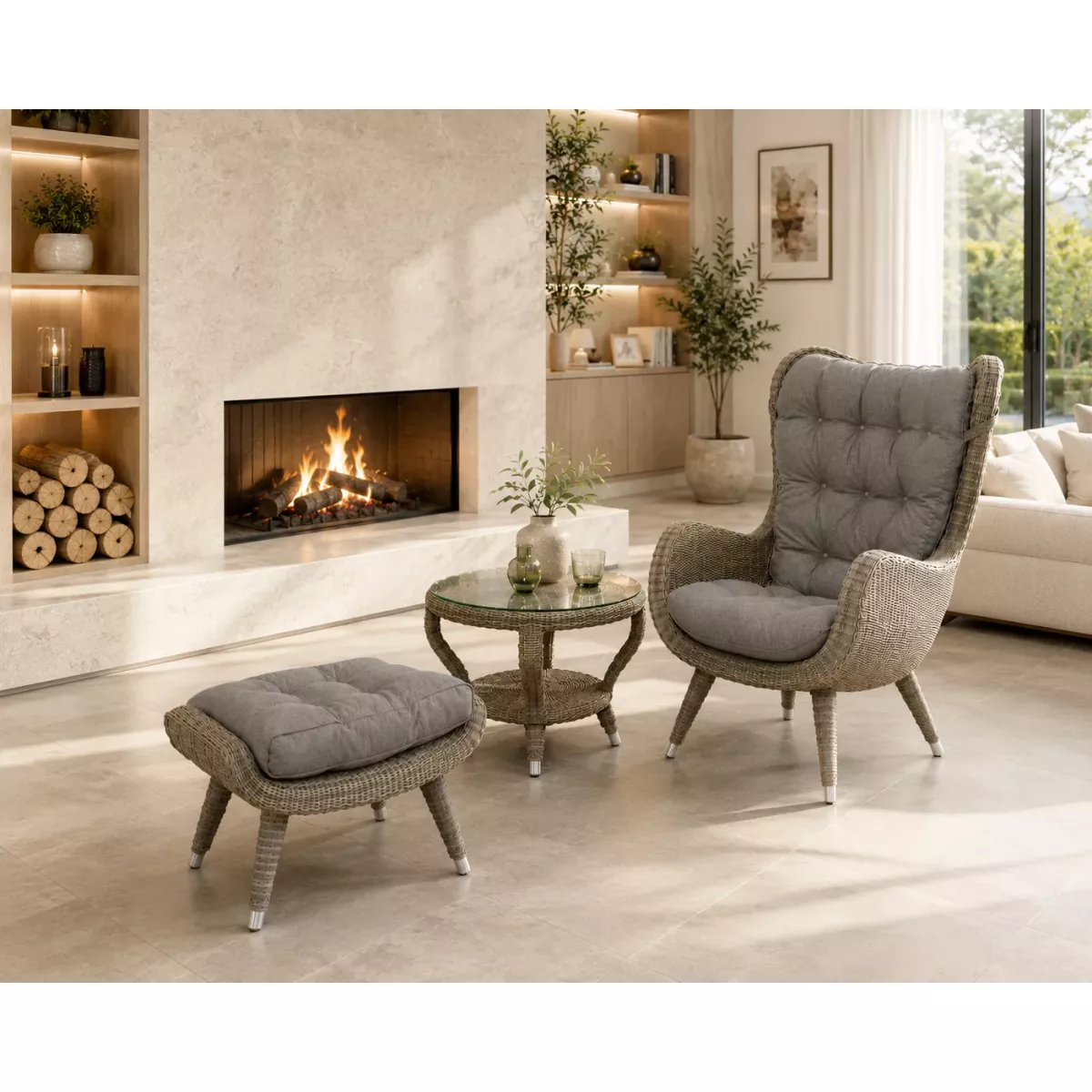 Pouf Vino Résine Taupe