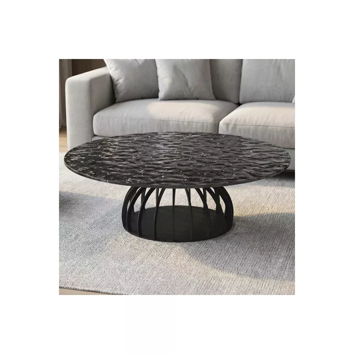 Tables Basse Bernardo 90 cm plateaux en verre matelé