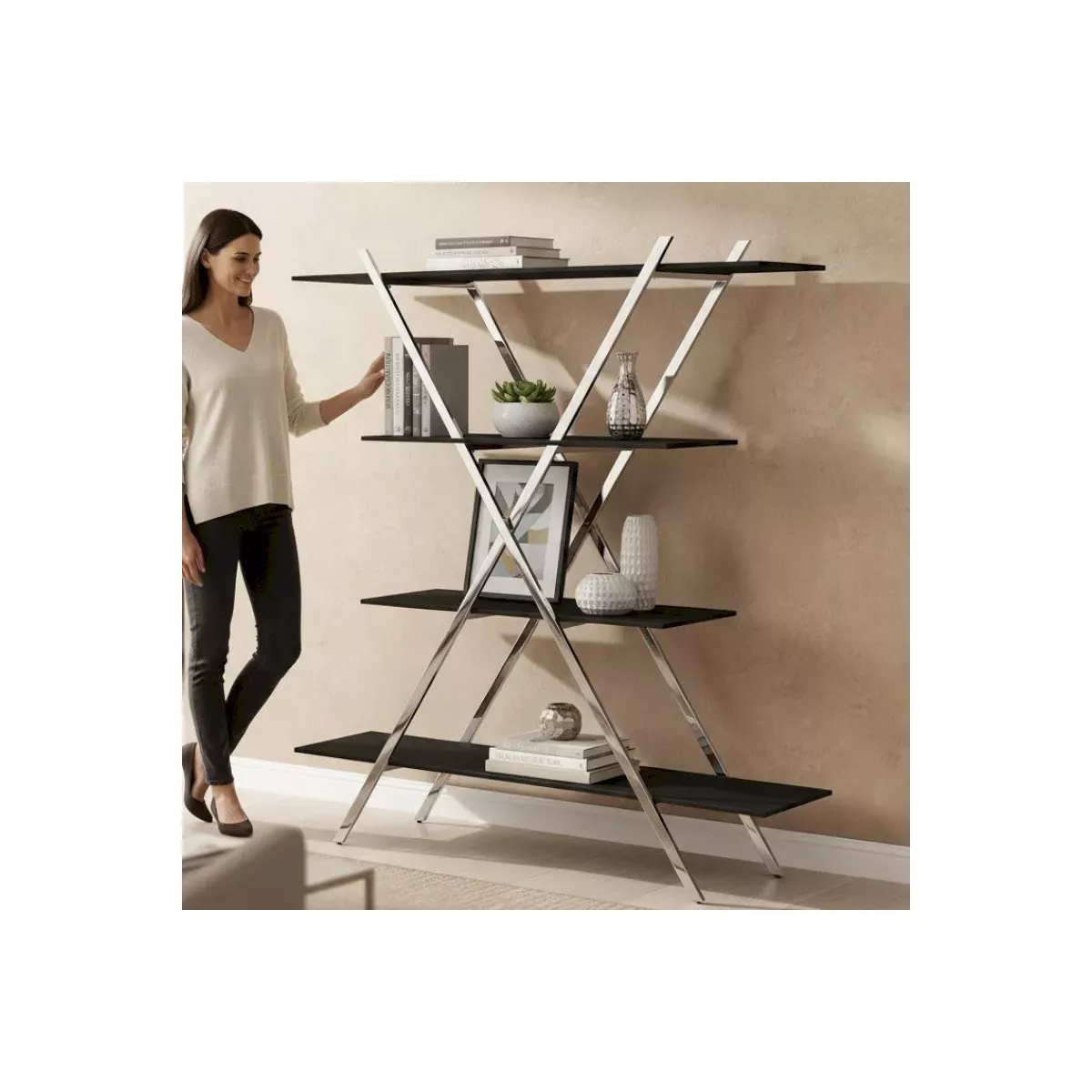 Etagère X en Métal et Verre 150cm