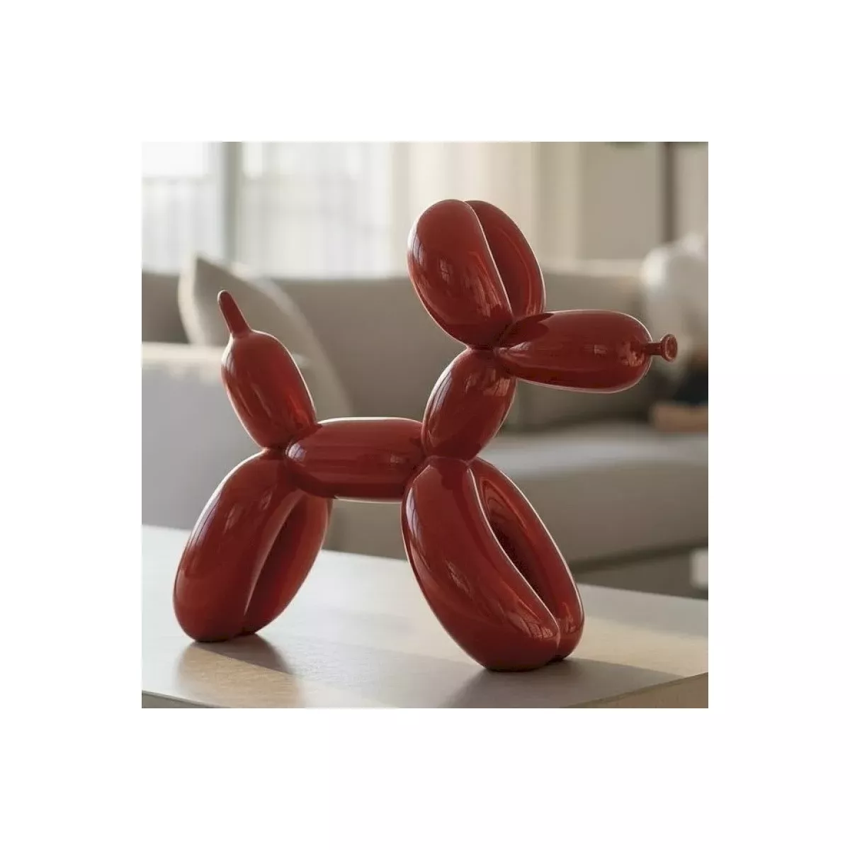 Statue Chien Ballon Zeff Rouge