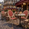 Chaise Bistrot Rotin Rouge et Blanc