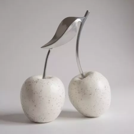 Cerises doubles mouchetées argent