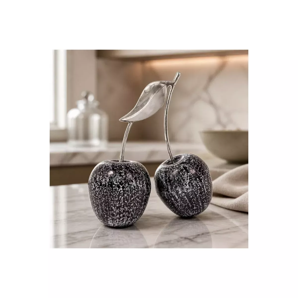 Cerise Double Stone mouchetées Argent