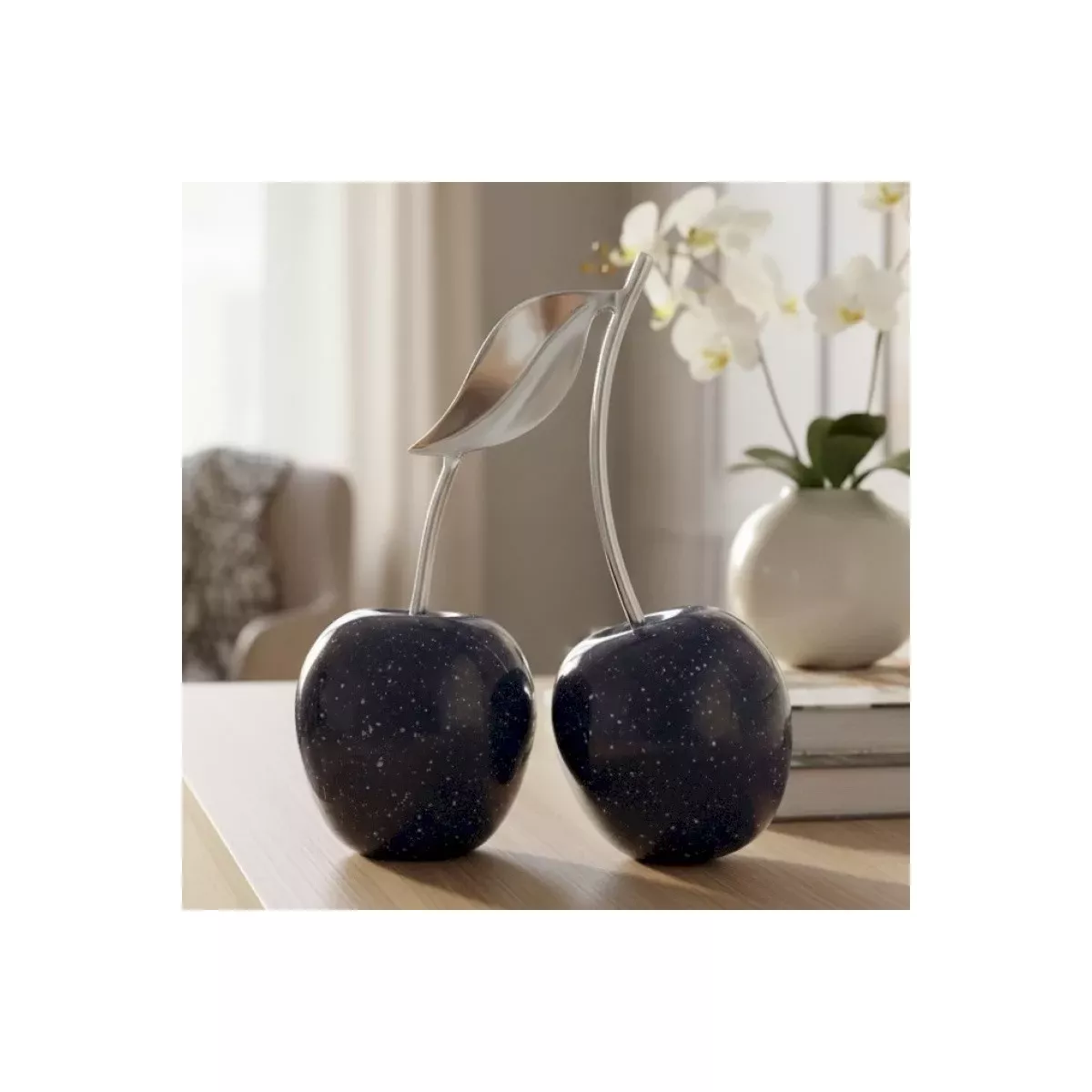 Cerise Double Bleu mouchetées Argent