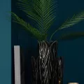 Vase Fleur Bleu Pétrole h36