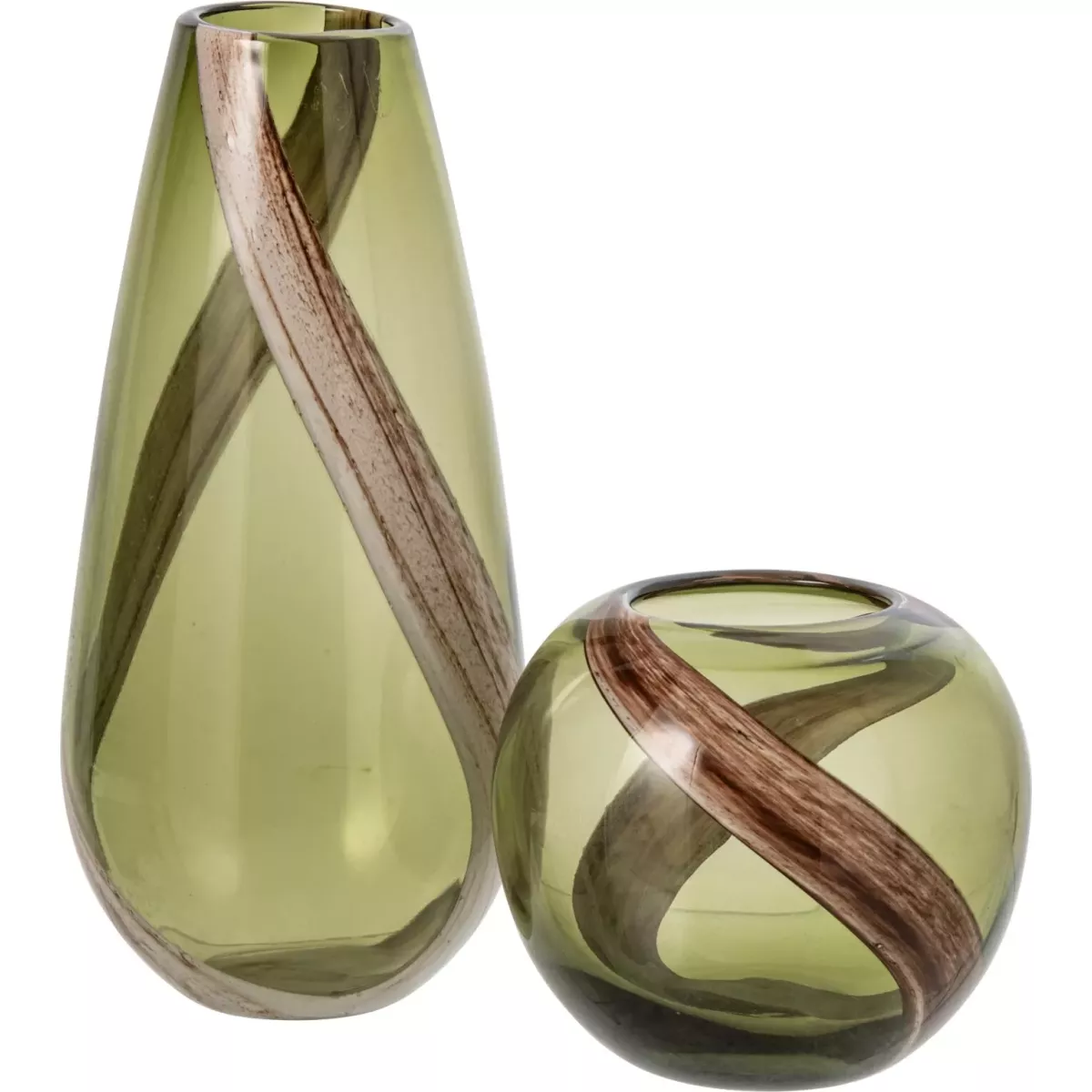 Vase en Verre Vert et Marron h37