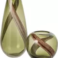 Vase en Verre Vert et Marron h17