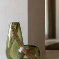 Vase en Verre Vert et Marron h17