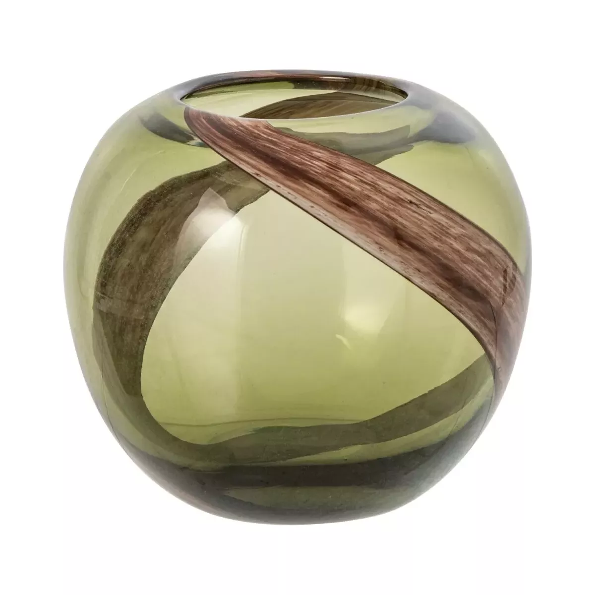 Vase en Verre Vert et Marron h17