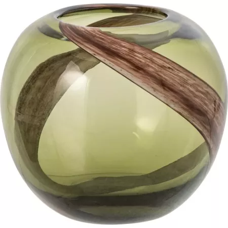 vase verre vert et marron h17