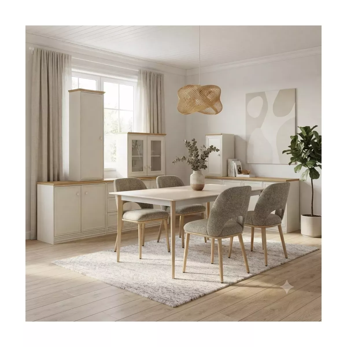 Table Bandar blanc 150x90