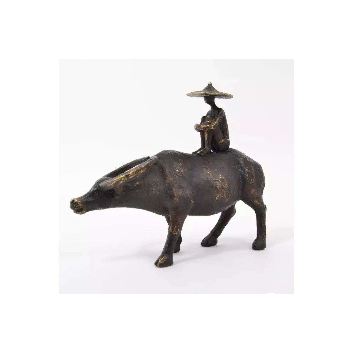 Sculpture Buffle et Paysan