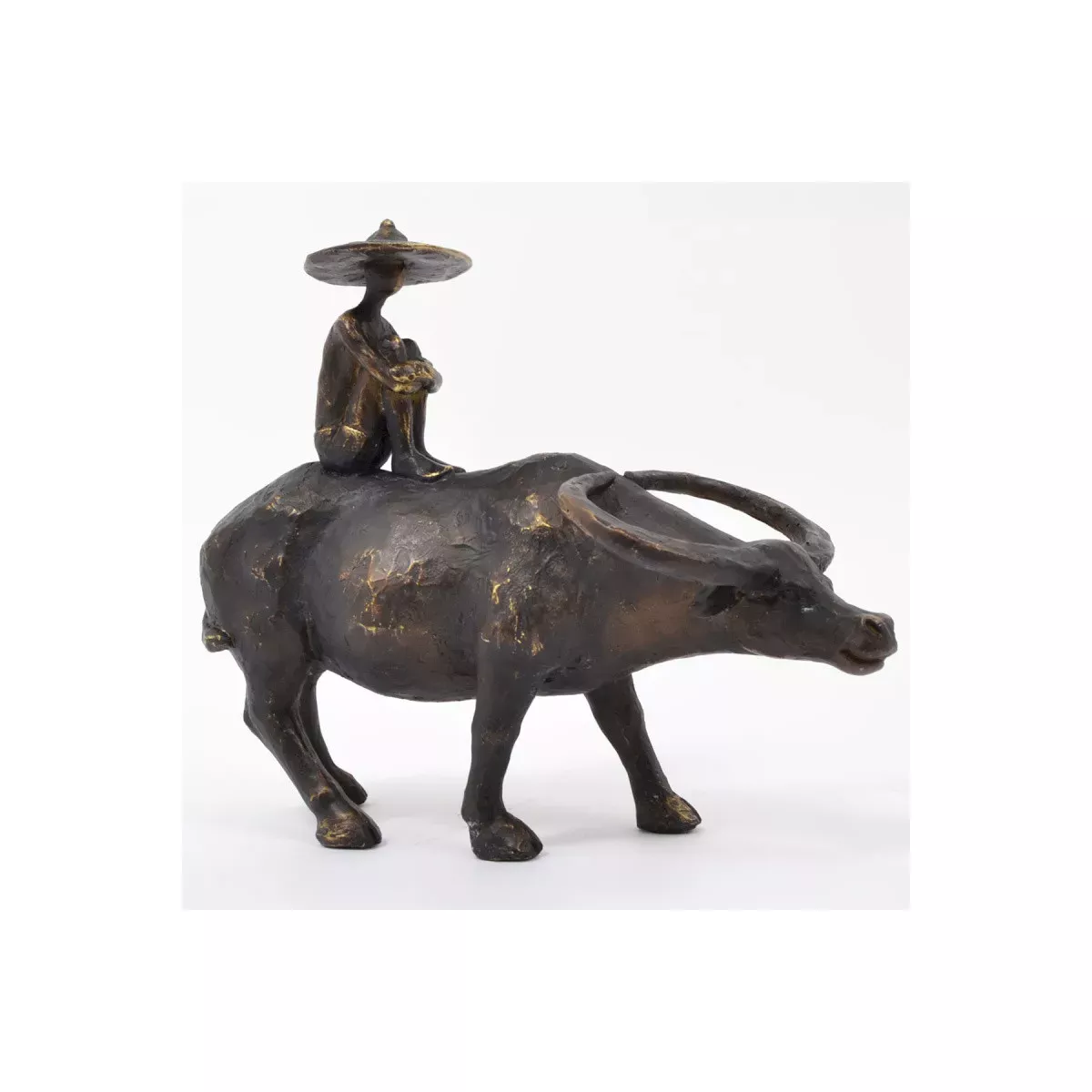 Sculpture Buffle et Paysan