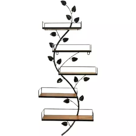 étagère murale métal feuille 5 plateaux 35x12x80