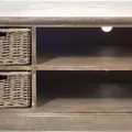 Meuble TV Colonial bois et rotin 120x49