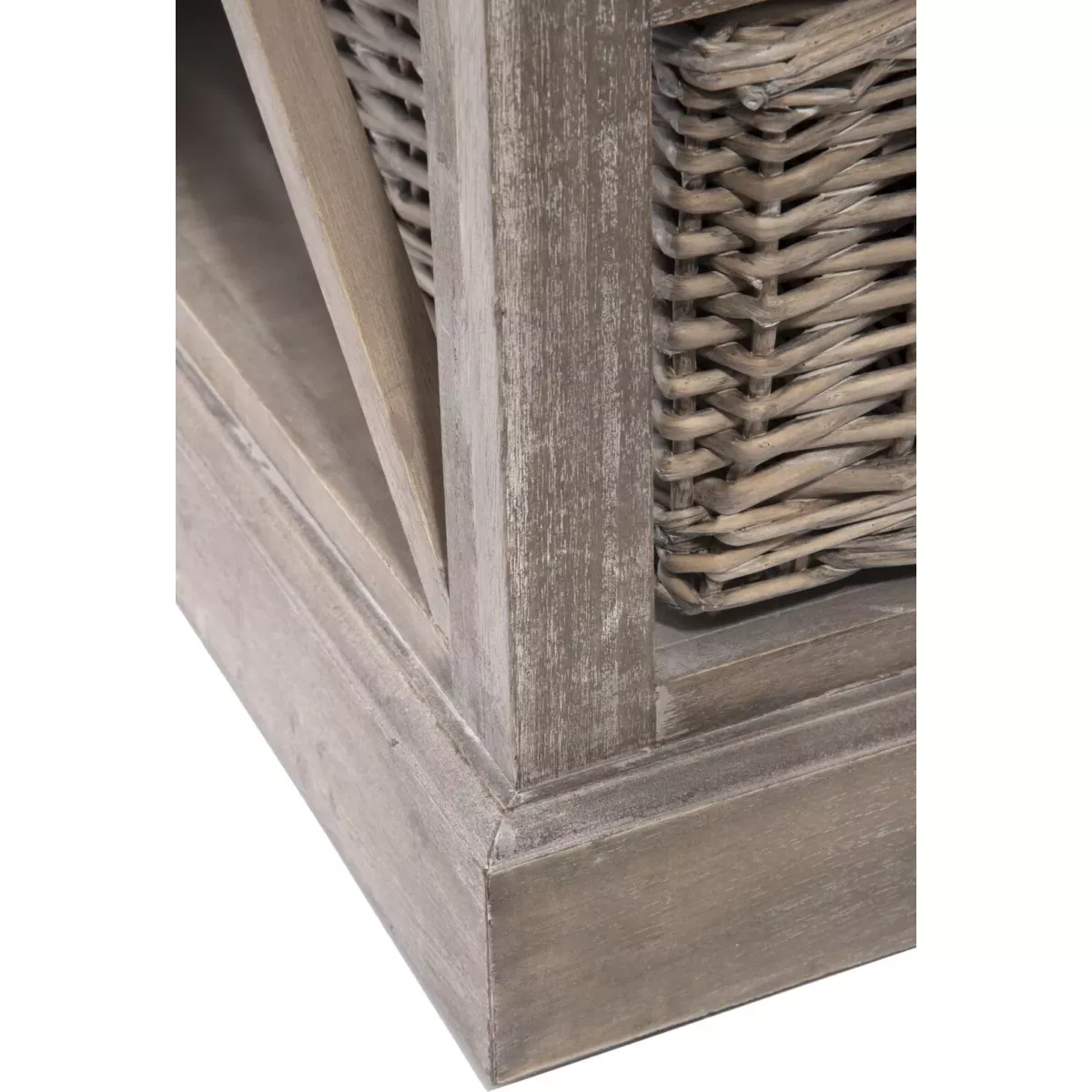Meuble TV Colonial bois et rotin 120x49