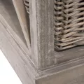 Meuble TV Colonial bois et rotin 120x49