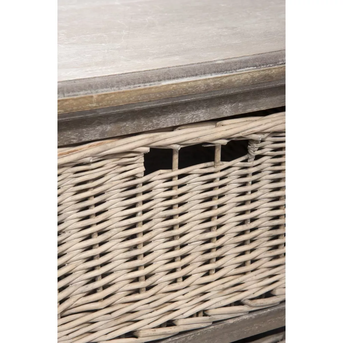 Meuble TV Colonial bois et rotin 120x49
