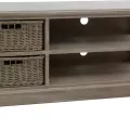 Meuble TV Colonial bois et rotin 120x49