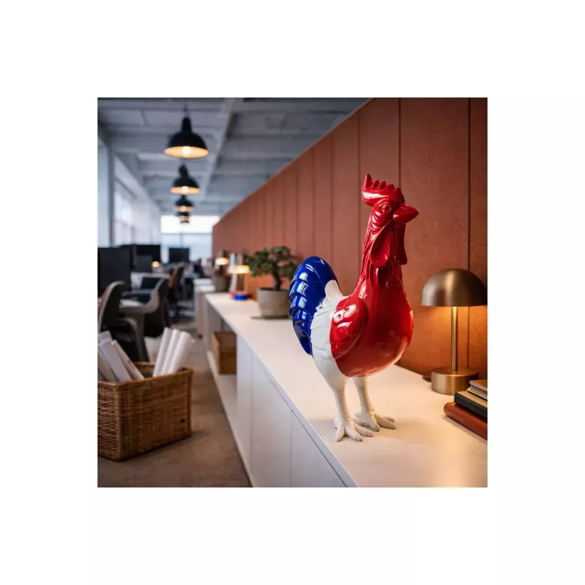 Sculpture Coq Tricolore H.50