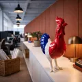 Sculpture Coq Tricolore H.50
