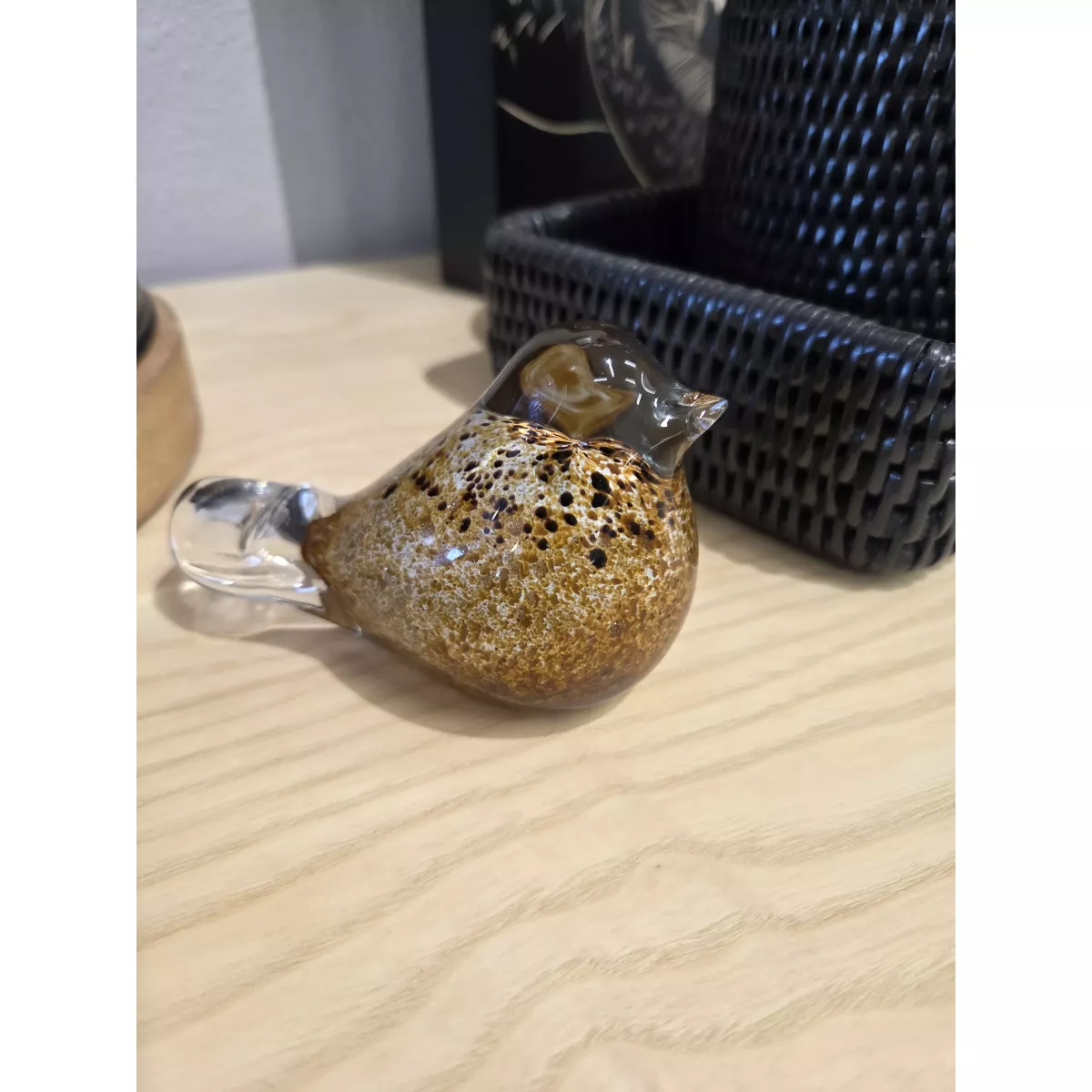 Oiseau Or Sulfure en pate de verre 10x6