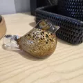 Oiseau Or Sulfure en pate de verre 10x6
