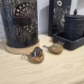 Oiseau Or Sulfure en pate de verre 10x6