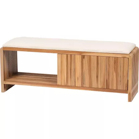 banc en teck 114 cm naturel avec tissu