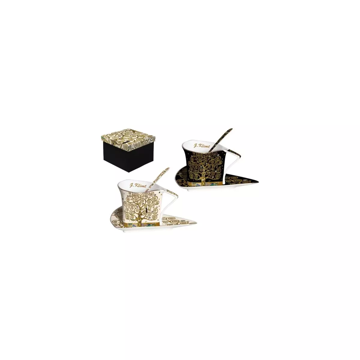 Coffret 2 Tasses Triangle 180ml Klimt Arbre de Vie