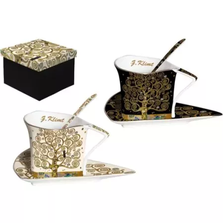 coffret tasse Klimt Arbre de vie duo de tasses triangulaires