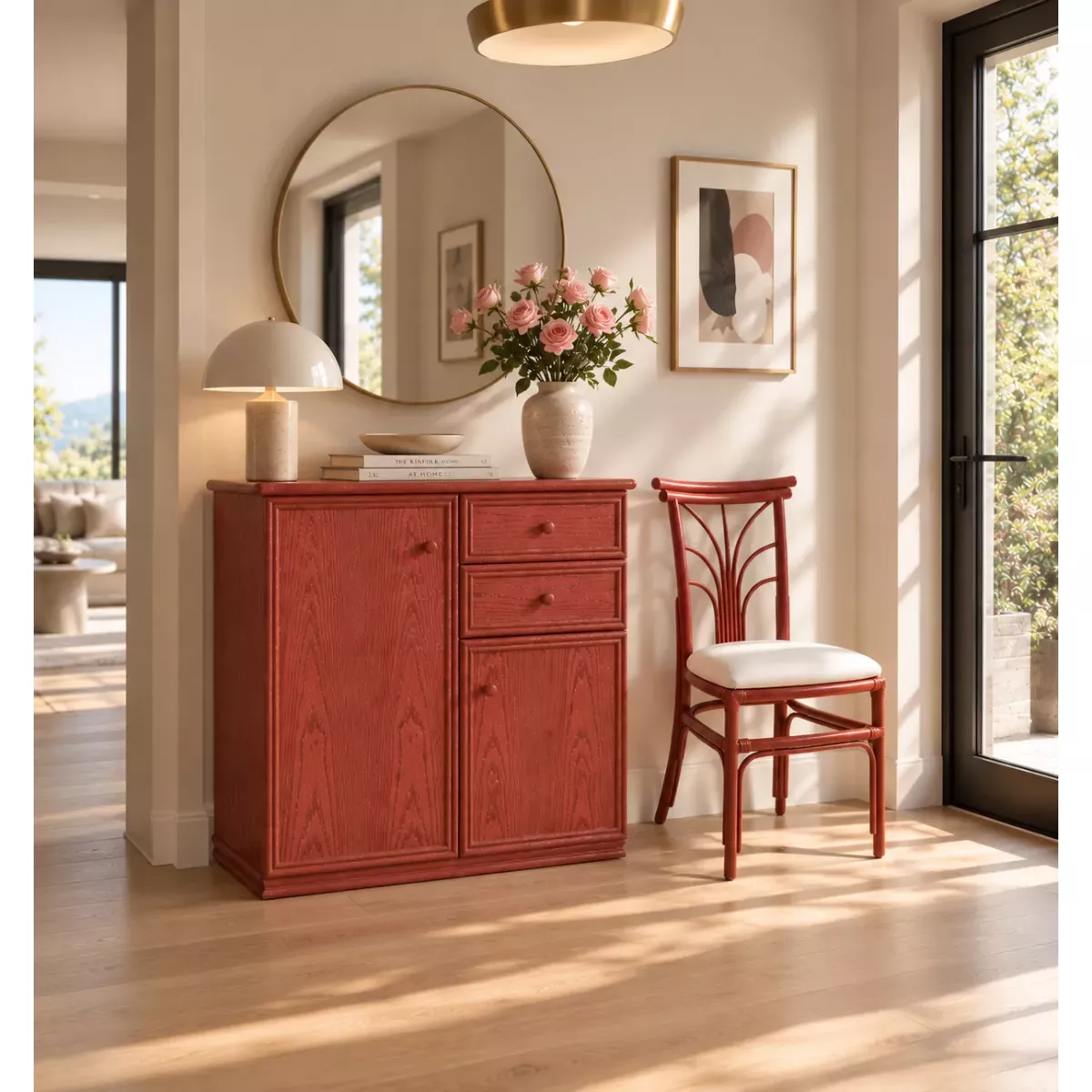 Meuble Delos 87x39 : 2 Portes et 2 Tiroirs Groseille
