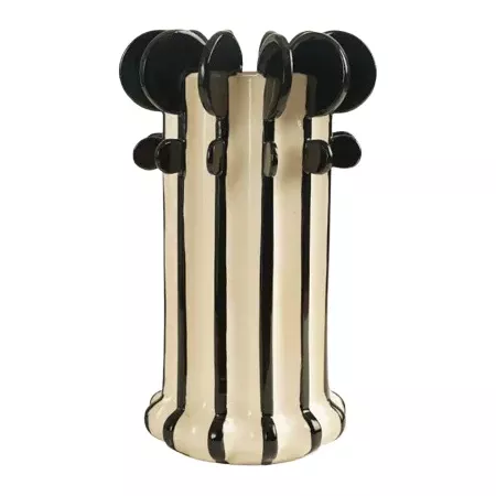 Vase bicolore noir et blanc rayé h30 cm