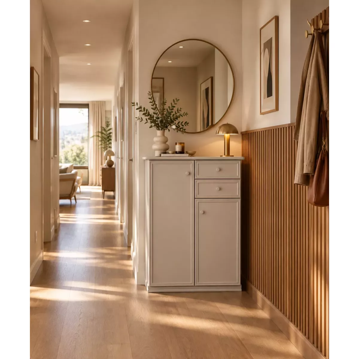Meuble Largo 87x39 : 2 Portes et 2 Tiroirs Perle