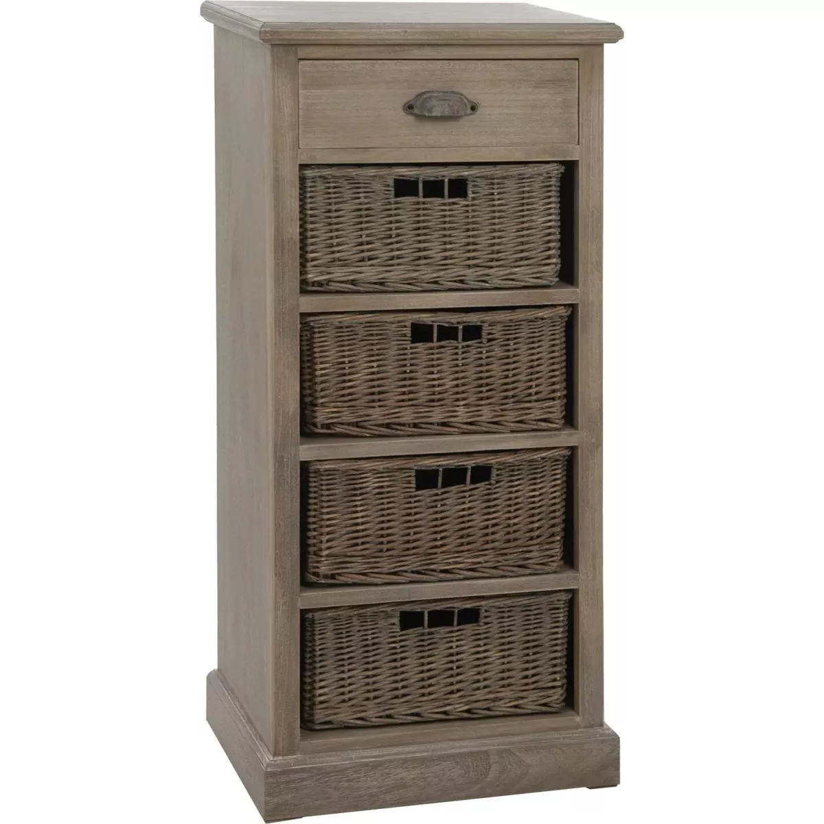 Meuble de rangement Colonial et 4 Casiers Rotin