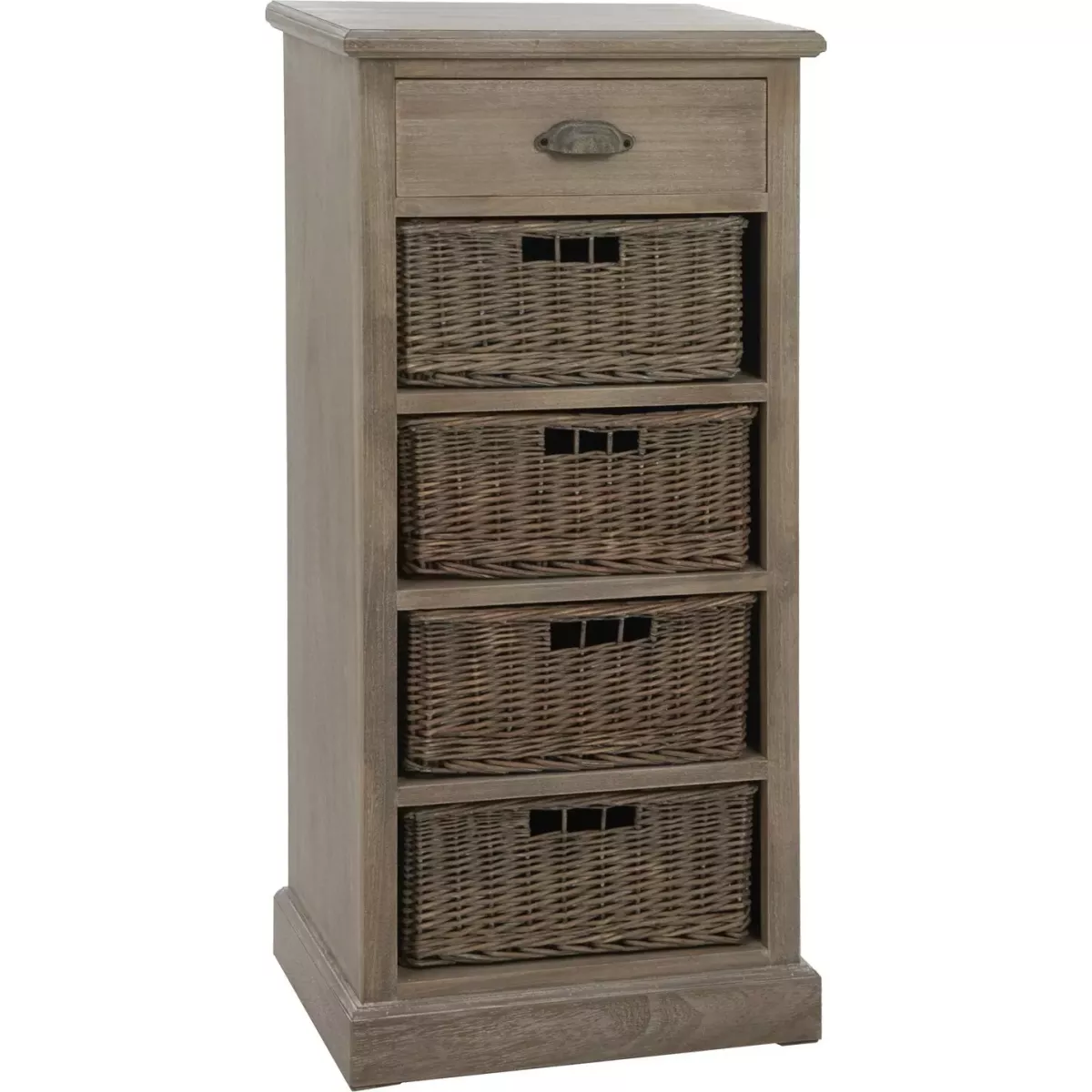Meuble de rangement Colonial et 4 Casiers Rotin