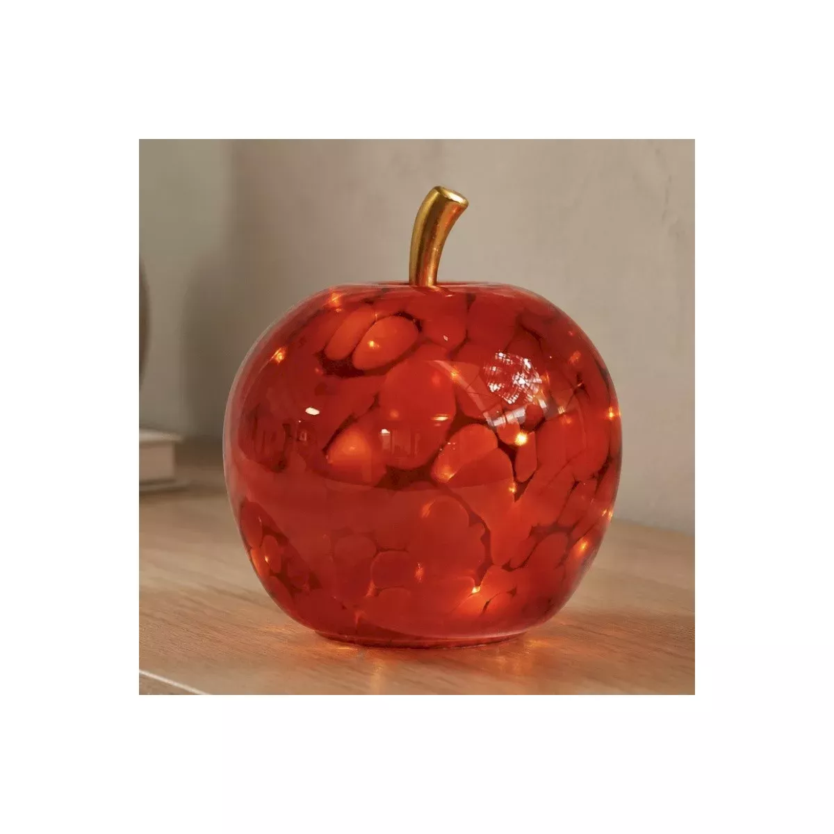 Lampe Led Pomme Blanc et or 22x22