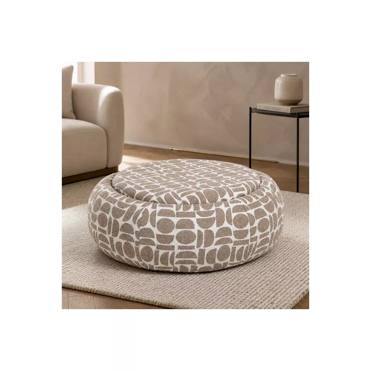 Table basse - Pouf Pierce Beige 97x97