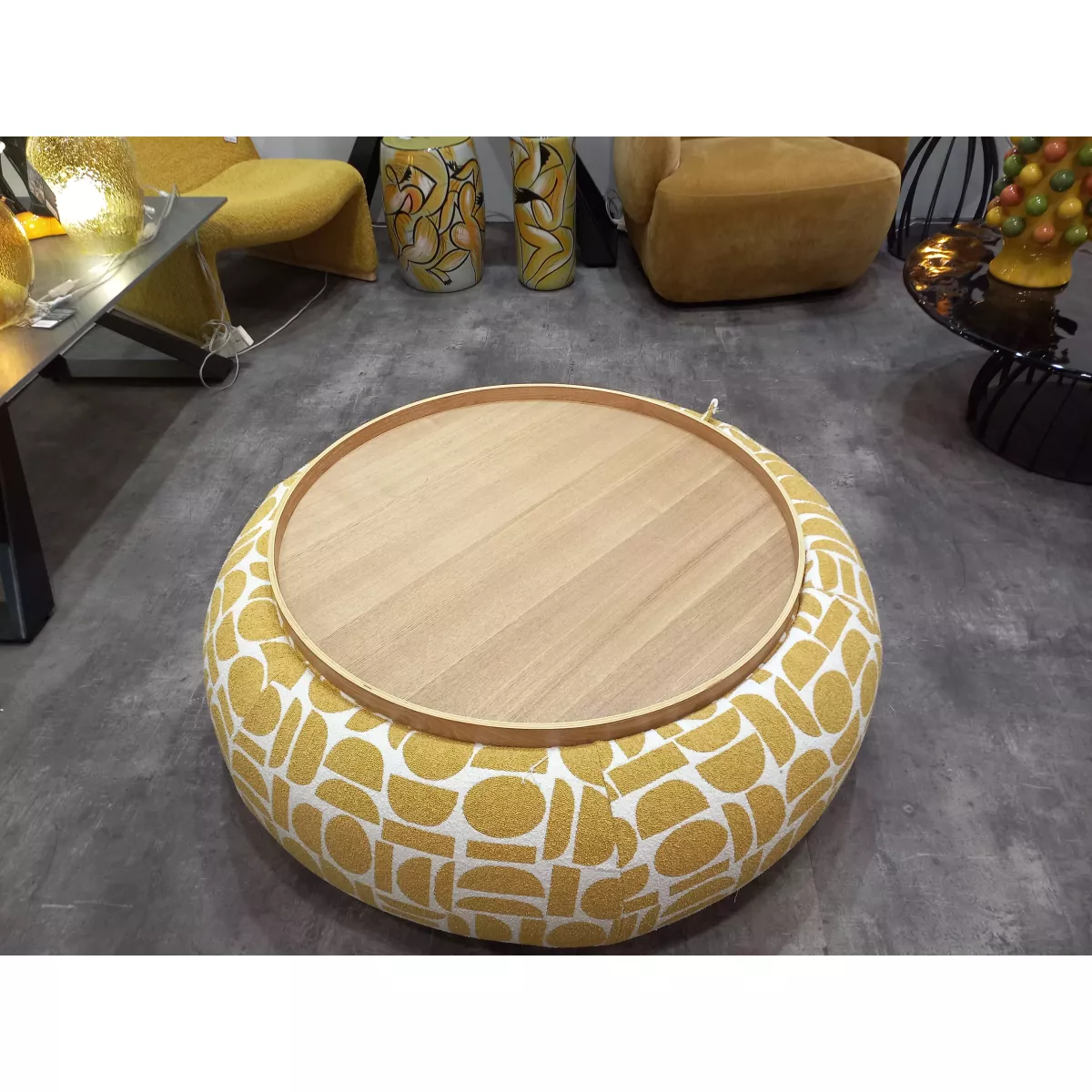 Table basse - Pouf Pierce Moutarde 97x97