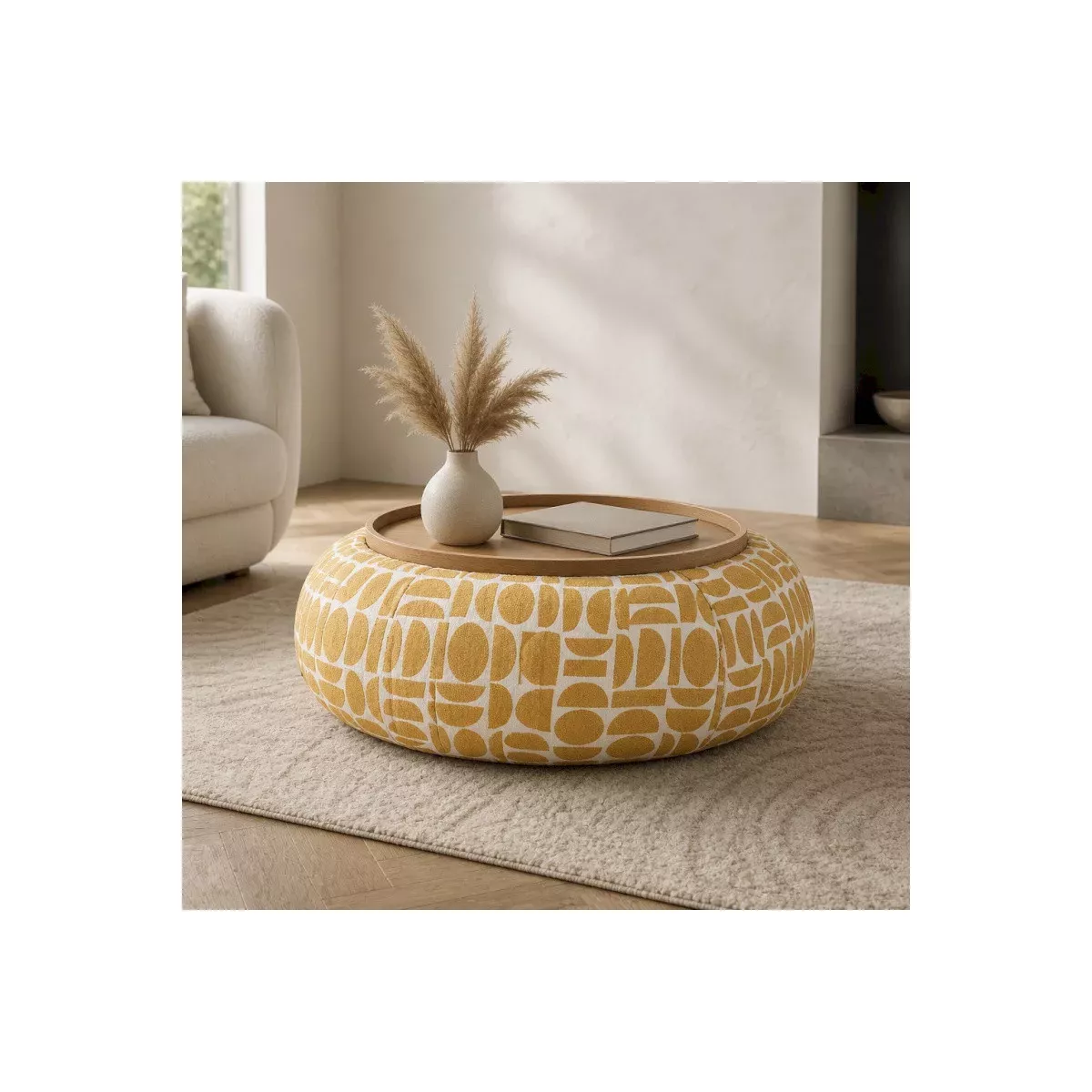Table basse - Pouf Pierce Moutarde 97x97