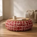 Table basse - Pouf Pierce Bordeaux 97x97