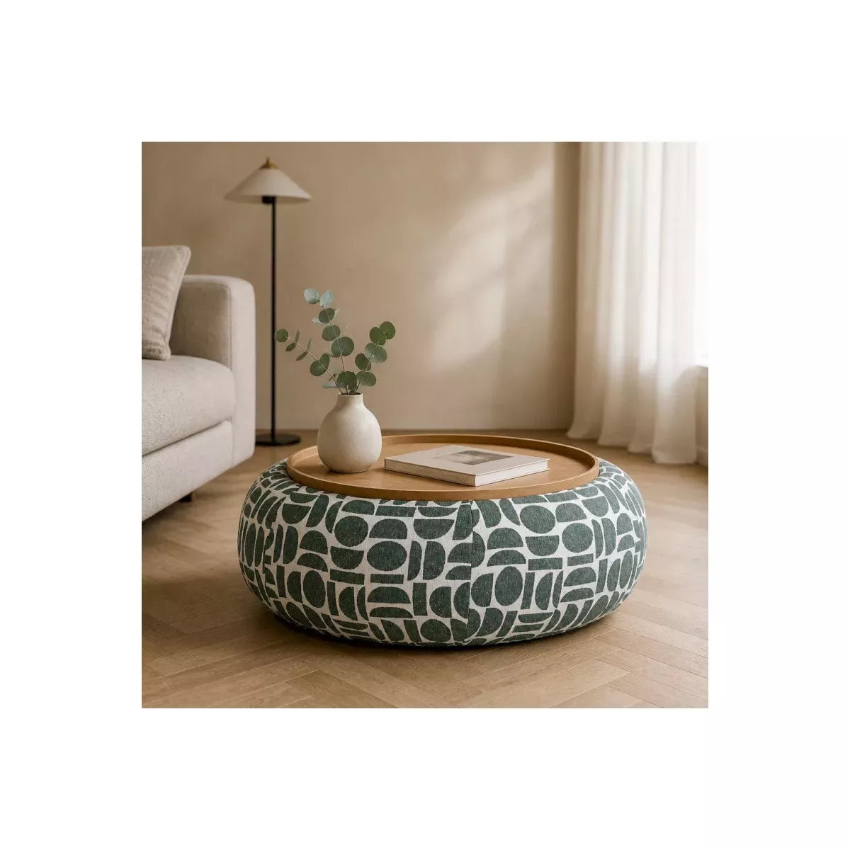 Table basse - Pouf Pierce Sauge 97x97