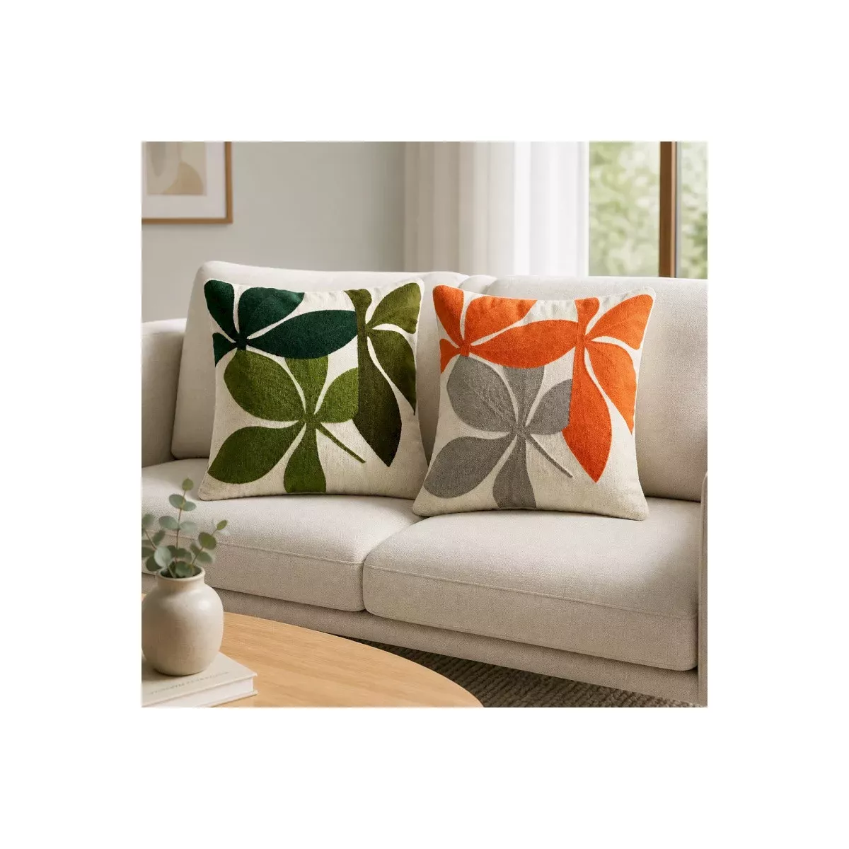 Coussin Abysse Fleurs Vertes 45x45