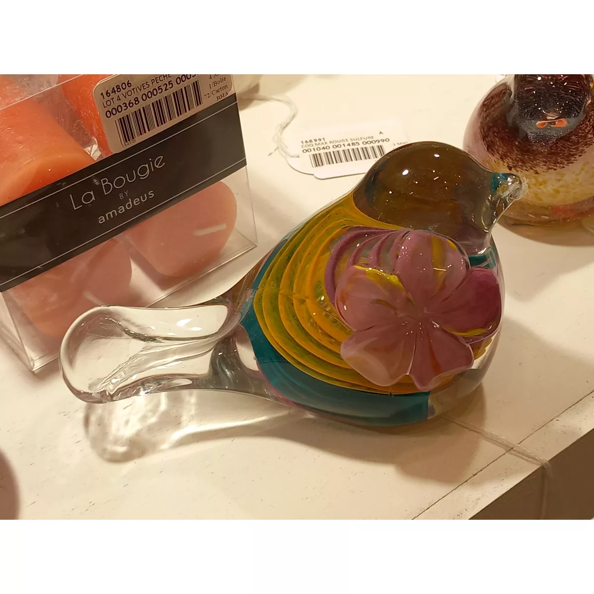 Oiseau Rina sulfure en pate de verre 14x9