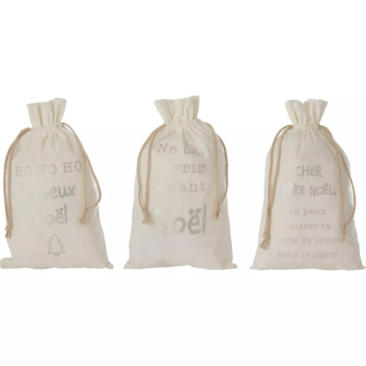 Sac  Carte de Crédit Père Noël Velours Blanc h49cm
