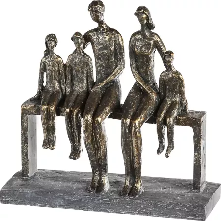 sculpture famille sur un banc