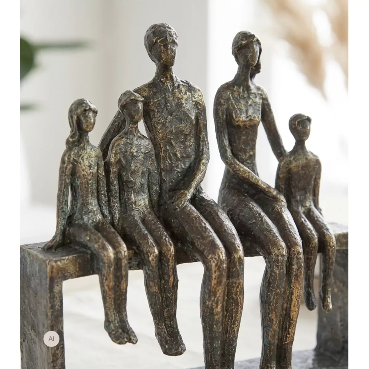 Sculpture Famille sur un banc