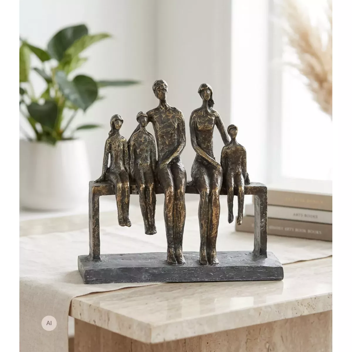 Sculpture Famille sur un banc